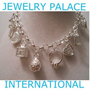 925 Silver Color Multi Charms CZ Bracelet.